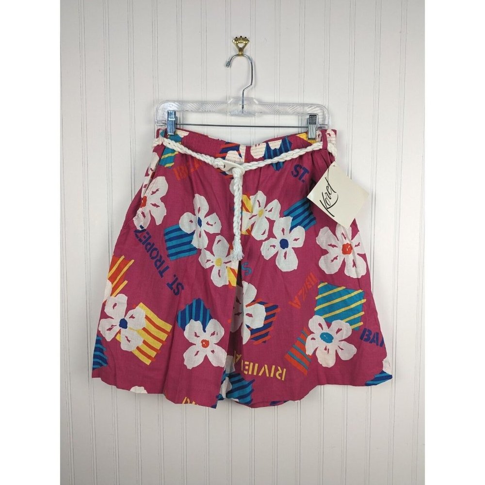 Vintage Koret Women's Skirt Skort‎ Retro Cruise Floral Travel Destination Large